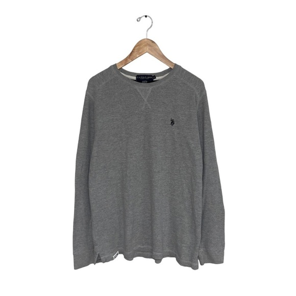 U.S. Polo Assn. Crew Neck Thermal Men's Size XL Grey Heather Long Sleeve Vintage - Picture 1 of 9